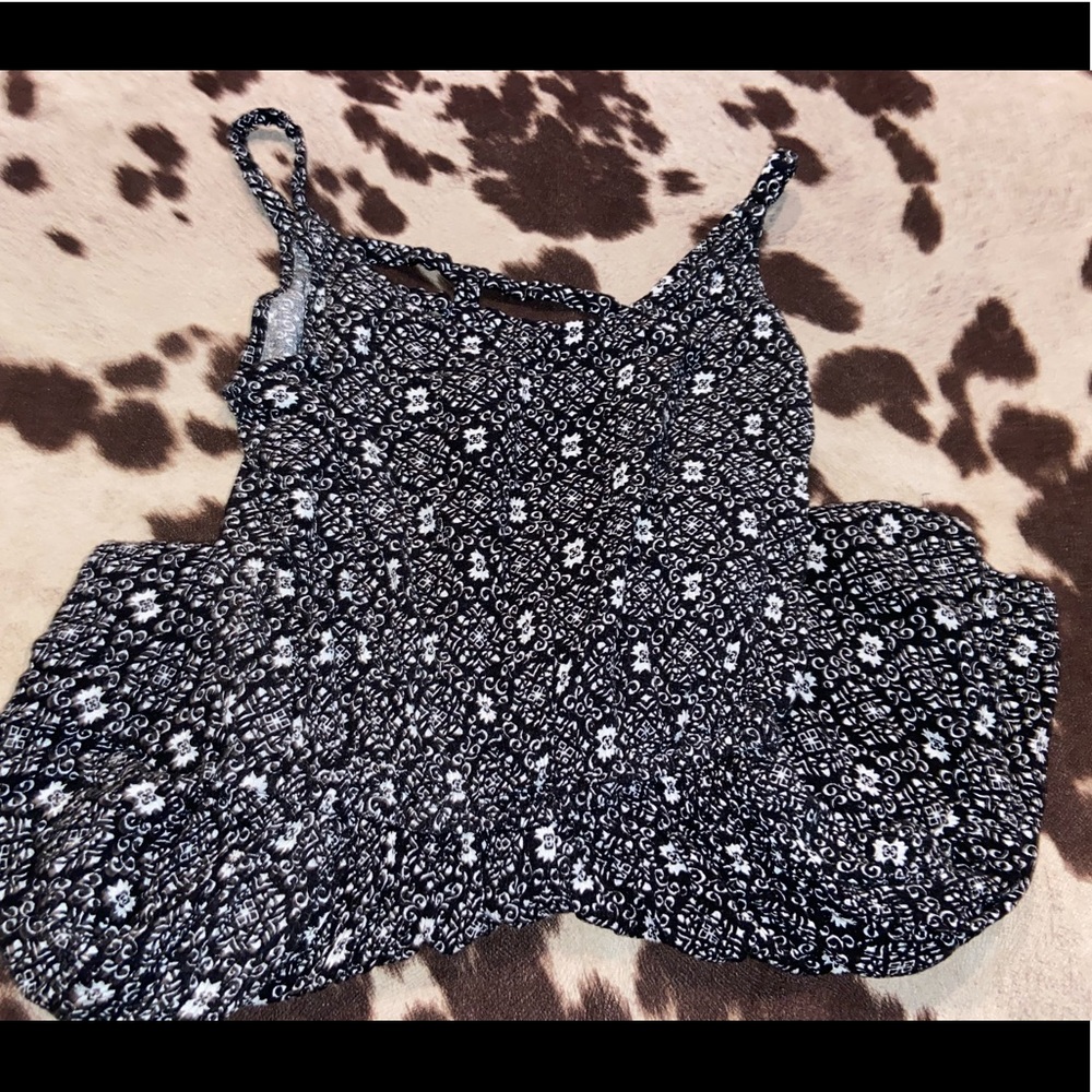 "Floral" black and white romper
